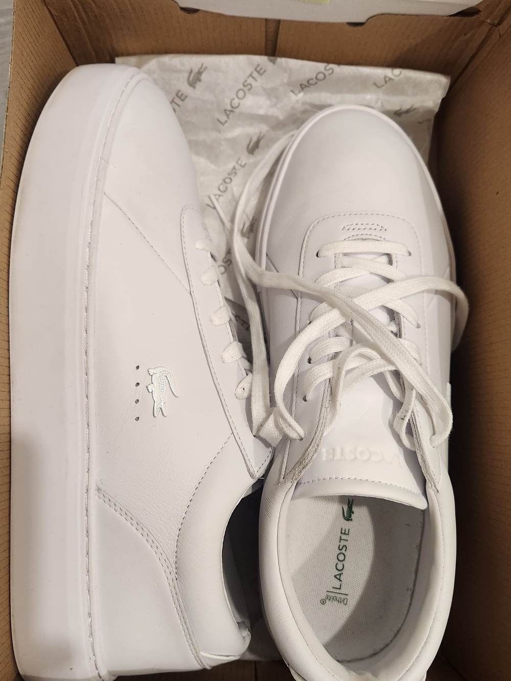 Lacoste Men's White Leather Low-Top Sneakers,COURT SET 126